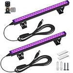 Barrina Black Light Bar, 10W 1FT USB Blacklight Strip Lights, Adjustable LED Blacklight for Fluorescent Poster Glow Party Body Paint Halloween Decorations, Portable UV Light Strip for Bedroom (2-Pack)