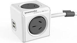 New Allocacoc PowerCube 4 outlets 2 USB ports surge protector 1.5m extension cord wall adaptor with safety resettable fuse grey color 5400/AUEUPC/GREY