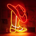 Horseneon Cowboy Neon Signs, Cowboy Hat Neon Lights Signs, Western Cowboy Neon Light, Cowboy Boot Led Sign with USB Powered for Cowboy Farm, Wall Hanging Decor