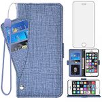 Asuwish Phone Case for iPhone 5S 5 SE 2016 1 1st Gen 5SE Wallet Cover with Tempered Glass Screen Protector Flip Card Holder Slot Stand Cell iPhone5 iPhone5s iPhoneSE iPhone6se i 6SE iPhone5se Blue