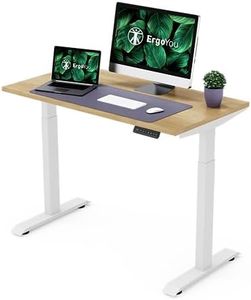 ErgoYou - Electric Height Adjustable Standing Table - Heavy Duty - Dual Motor 2 Stage - 150 Kgs Max Weight Capacity - E2 Series - Ergonomic Sit Stand Desk (Maple: 47 x 23.5 inches)