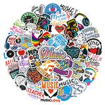 Music Stickers for Laptop (50 PCS),Gift for Children Teens Adults Girl Boys,Waterproof Stickers for Water Bottle,Music Vinyl Stickers for Scrapbook,Skateboard,Bike,Phone,Dairy