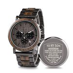 2win Engraved Wooden Watch for Boyfriend MY MAN Fiancé Husband Customized Personalized Wood Watches for Men Birthday Anniversary Personalized Watch, B-for Son From Mom, Modern