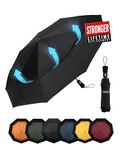 Chakipee Compact Travel Umbrella Windproof Strong- Automatic Folding Umbrellas for Wind and Rain, Double Vented Canopy 210T Fabric 102cm Span - 9 Ribs Black Portable Umbrella for Men and Women