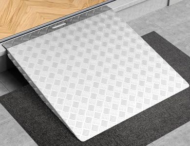 Upgraded Heavy-Duty Aluminum Threshold Ramp, 33" L x 31" W Extra Long Portable Wheelchair Ramp, 1100 lbs Capacity for 3-6" Rise Home Steps, Non-Slip Doorway Scooter Ramp for Sheds, Curbs & Entryways