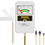 SONKIR Soil Moisture Meter, 4-in-1 Soil Ph Meter, Soil Tester for Nutrients, Moisture, PH and Light, Soil Ph Test Kits for Plant, Great for Garden, Lawn, Indoor & Outdoor Use (No Battery Required)