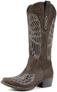 Fomoti Women Adult Female Winged Cross Cowgirl Boots(brown,numeric_9)