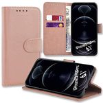 iPhone 12 Case, iPhone 12 Pro Case, iPhone 12 / 12 Pro Book Cover Premium PU Leather Flip Foil [Kickstand] [Magnetic Protective] Wallet Cover [Credit Card Slot] for iPhone 12 Pro {6.1"} (ROSE GOLD)