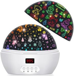 SCOPOW 2-in-1 Christmas Projector Light, Christmas Snowflake & Sweetheart Night Light with Timer, 360° Rotating Rechargeable Baby Night Light Projector with Stickers for Baby Boy Girl Christmas Gifts