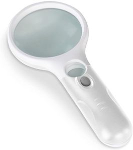 Magnifying Glass with Light - Lighted LED Hand Held Magnifier - Reading Magnifying Glass for Seniors, Kids, Adults - Jewelers, Craft and Coin Magnifier - Large, Portable, Lightweight 5X 10x Lenses
