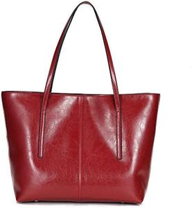 JIUFENG Leather Tote Bag Women's Handbags Trendy Shoulder Bag Quality Cowhide Purses for Casual Business Travel (Wine Red)