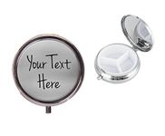 Personalised Any Text Round Travel Metal Pill Box Ideal Birthday Gift X57