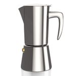 ELAORY Stainless Steel Stovetop Espresso Maker- Luxurious Italian Moka Pot for Camping or Home Use - Stove Top Coffee Maker Makes 3-4 Cups of Full - Silvery Coffee Maker, 200ml