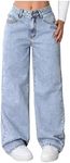 GORGLITTER Girl's Baggy Jeans Wide Leg High Waisted Denim Pants Clothes | Girls Baggy Jeans Size 10-12, Cute Jeans for Teens Girls, Kids Trousers, Tween Girls Trendy, Light Wash, 13 Years