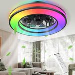 Immver Ceiling Fans with Lights, Remote Control, 6-Speed Quiet Reversible Motor, 3000K-6500K RGB Color-Changing LED, 2/4H Timer, Memory Function, for Bedroom Living Room Dining Room (3000lm, 80+ CRI)