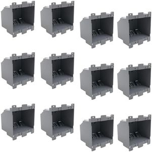 YQSIYU Electrical Outlet Boxes Plastic 2 Gang，Plastic Junction Box for Switches for Home Improvement，Electrical Outlet Boxes Plastic Bulk（12-Pack），26 Cu.in.Old Work Outlet Electrical Box，ETL Tested