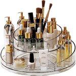 Greentainer Rotating Cosmetic Storage Rack - 360° Makeup Organizer Storage Box DIY Adjustable Makeup Carousel Spinning, Layered Design Makeup Brushes Lipsticks Organizer for Vanity Countertop