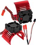 RC Aluminum 36mm Heat Sink Heatsink with 4.8-8.4V Cooling Fan Upgrades Part for 1/10 3650 3660 3670 540 550 Size Brushless Engine Motor RC Car Truck Buggy Crawler,Red（1 Pair）