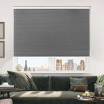 Allesin Cellular Honeycomb Blinds White Dark Gray Blackout 27" W x 64" H Single Cell Pleated Shades Cordless Room Darkening Inside & Outside Mount for Windows