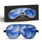 Friends of Meditation ® 100% Mulberry Silk, Super Smooth Sleep Mask And Blind Fold (Blue Print)