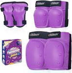 Nattork Knee Pads, Elbow Pads & Wrist Guards for Adult, 6 in 1 Protective Gear Set for Skateboard, Roller Skate, Inline Skate, Cycling and Scooter- Multi Sport Pads Set for Boys, Girls- Purple(Medium)