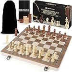 Magnetic Wooden Chess and Checkers 