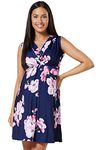 HAPPY MAMA Women's Maternity & Nursing Wrap Summer Dress 808 (Navy with Flowers, UK 12, L)