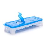 SignoraWare Ice Cube tray with TPE Easy Release base with Removable Lid | Pop-Up 14 Cubes Box for Freezer | Easy Re-filling Flip Top | Stackable | BPA free (Blue | Set 1)