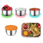 Kssvzz 4Pcs 50ml Small Food Containers, Stainless Steel Condiment Containers with Lids(Leakproof), Reusable snack boxes for kids, Salad Dressing Pots & Sauce Pots for Lunch Bento Box