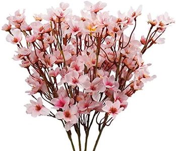 Uieke 4Pcs Artificial Cherry Blossom Flower, Silk Peach Flowers Fake Plants Arrangement for DIY Garden Home Wedding Party Decor Pink