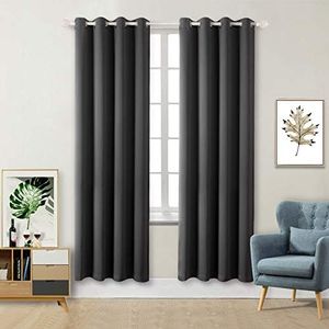 BGment Blackout Curtains - Grommet Thermal Insulated Room Darkening Bedroom and Living Room Curtain, 2 Panels of 52 x 84 Inch, Dark Grey