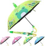 QAPIZM Kids Umbrella, Cartoon Folding Umbrellas for Rain with Telescopic Umbrella Waterproof Cover and Whistle, Automatic Stick Umbrella Windproof Travel Pink Giraffe Umbrella for Kids Boys Girls