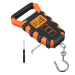 JXTZ Digital Fishing Scale, 110 lb / 50 kg Digital Luggage Scale with Backlit LCD Display, IPX4 Waterproof Hanging Scale with Measuring Tape for Home, Outdoor, Fishing, Travel, Batteries Included