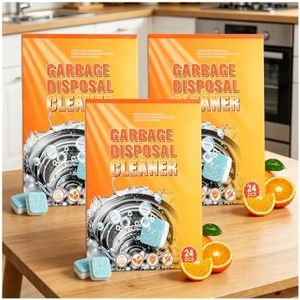 24 Pieces Garbage Disposal Cleaner Tablets, Citrus Scent Deep Cleaning Tablets, Ideal for Kitchen Sinks, Drains and Waste Disposal Units, Dissolve Grime & Neutralize Odors, 12 Month Household Supply