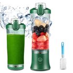 600ml Portable Blender USB Rechargeable, TOPESCT Waterproof Personal Blender for Shakes and Smoothies, 270W Strong Cutting Power with 6pcs 3D Blades for Travel, Office & Sports (Blackish Green)