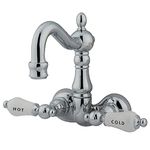 KINGSTON BRASS CC1074T1 Heritage 3-3/8" Center Vintage Leg Tub Filler, Porcelain Lever Handle, Polished Chrome