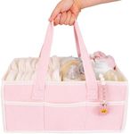 XUANGUO Baby Diaper Caddy Organizer Large Nursery Storage Bin and Car Organizer for Diapers and Baby Wipes Baby Basket for Baby Shower Gifts Newborn Essentials Baby Registry Must-Have pink