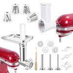 Meat Grinder & Slicer Shredder Attachments for KitchenAid Stand Mixer,Metal Food Grinder with Sausage Stuffer Tubes,Cheese Grater Attachment Salad Maker,for Kitchenaid Mixer Attachments by Gdrtwwh