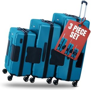 TACH Patented Connecting Hard Shell 3 Piece Luggage Set - 20, 24 & 28 inch Luggage | Carry-On, Medium & Large Rolling Suitcases - Sky Blue