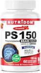 Nutridom Phosphatidylserine Supplement 150mg | Soy-Free Sunflower Lecithin-Sourced PS | Helps Support Memory & Cognitive Health & Brain Function | Non-GMO, Vegan, Gluten-free, Dairy-free, Soy-free (60 Veggie Capsules)