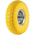 Yorkshire Homeware 10" Inch Solid Rubber Tyre 3.5-4 PU Foam Filled Wheel Sack for Truck Hand Car Trolley Cart 16mm Bearing Yellow (1)