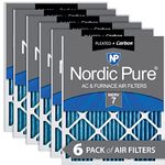 Nordic Pure 20x25x1 MERV 7 Plus Carbon Pleated AC Furnace Air Filters, 6 PACK, 6 PACK