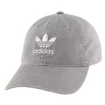 adidas Originals Men's Metal Logo 2 Relaxed Fit Strapback Cap, Stone Grey/White, One Size