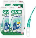 GUM Soft-Picks Advanced, Easy to Use Dental Picks for Teeth Cleaning and Gum Health, Disposable Interdental Brushes with Convenient Carry Case, Dentist Recommended Dental Picks, 90ct (4pk)