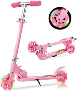 TENBOOM Scooter Toys for Kids Ages 6-12/3-5, Light Up Wheels Christmas Birthday Gifts for Girls Boys, Easy Folding Kids Scooter with 3 Levels Adjustable Handlebar