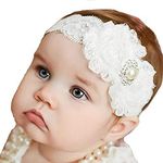 GUGELIVES Miugle Baby Christening Headbands Baby Girl Baptism Headbands with Bows, White, 0-3years