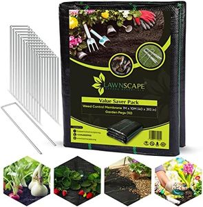 LawnScape 1x10M Weed Control Membrane + 10 Steel Pegs, Value Pack, 105 GSM Heavy Duty Weed Membrane Weed Control Fabric for All Weed Types in Garden, Raised Bed, Greenhouse, Nursery and Walkways