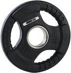 HolaHatha 5-Pound Olympic Rubber Coated Solid Cast Iron Weight Plate with Tri Grip Handle for Full Body Strength Training Workouts, Black