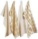 LANE LINEN 100% Cotton Kitchen Dish Cloths, Ultra Soft Absorbent Quick Drying Dish Towels, Multiweave Wash Cloths Dish Towel Sets, 13x28 Inches, 4 Pack - Beige