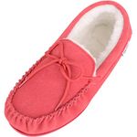 SNUGRUGS Women's Clara, Lambswool Moccasin Slipper with Rubber Sole - Red - 6 UK